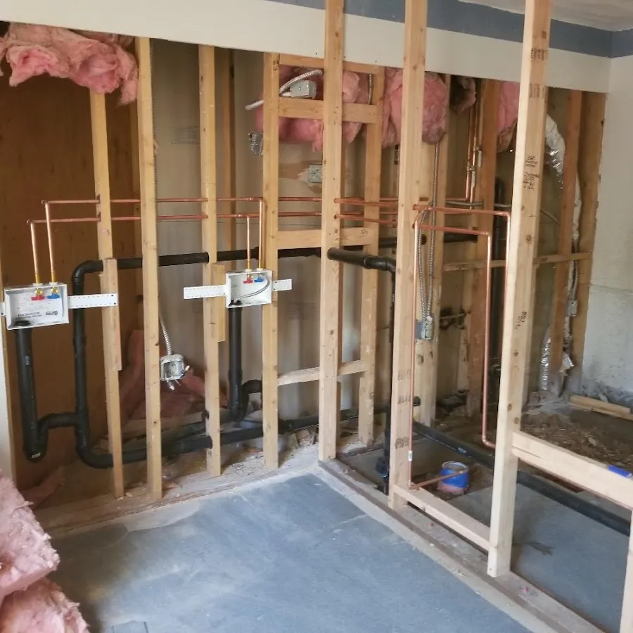 Copper pipe rough-in and plumbing installation in Montgomery